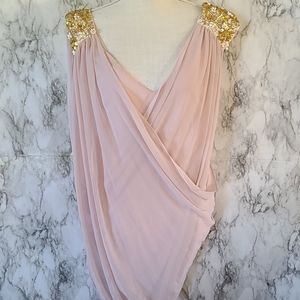 Pink Embellished Wrap Mini Dress for Weddings